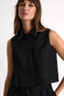Buttoned Sleeveless Linen Vest - 52536-60-800 02 / 800 Black / 100% LINEN
