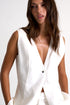 Sleeveless Structured Linen Vest - 52536-76-020 02 / 020 Cream / 100% LINEN