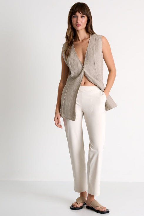 Sleeveless Structured Linen Vest - 52536-76-110 02 / 110 Beige / 100% LINEN