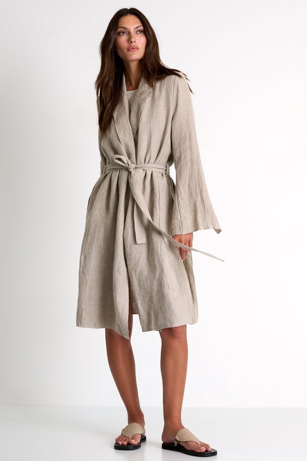 Linen Trench Coat - 52536-80-110 02 / 110 Beige / 100% LINEN