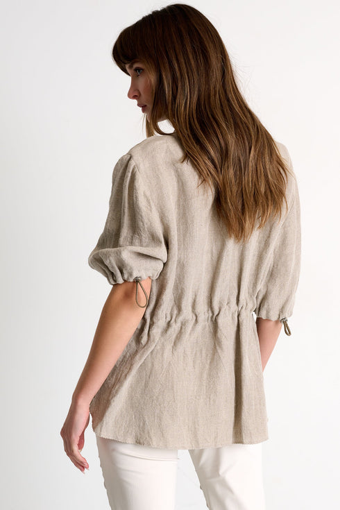 Short-Sleeve Linen Blouse - 52536-82-110 02 / 110 Beige / 100% LINEN