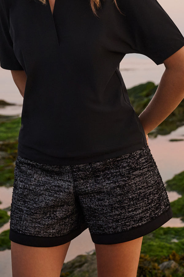 Shan Laurence Luxurious textured jacquard shorts