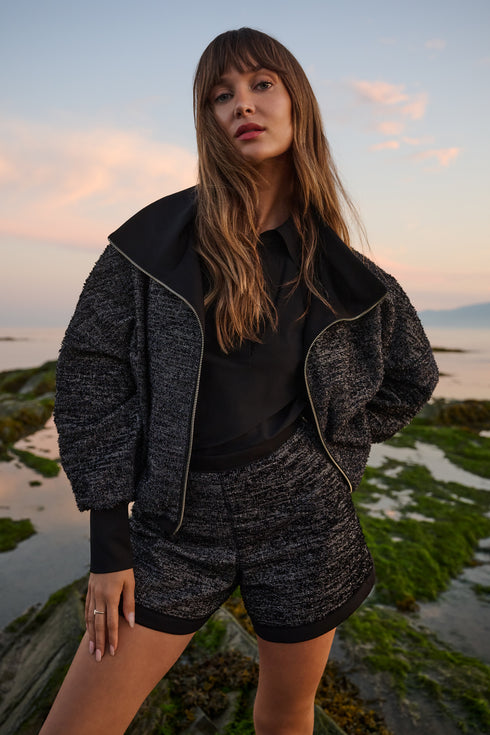 Shan Laurence Luxurious textured jacquard shorts