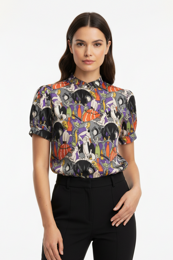 Shan Céline Silk blouse with balloon sleeves