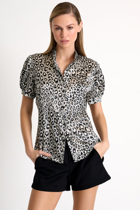 Shan Céline Short-sleeved silk blouse