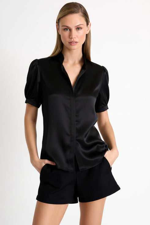 Shan Céline Short-sleeved silk blouse