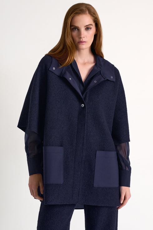 Shan Margot Wool hooded cape