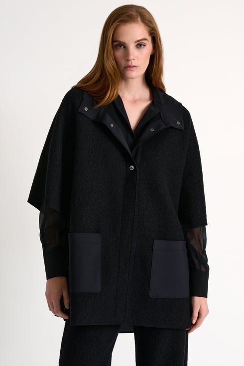 Shan Margot Wool hooded cape