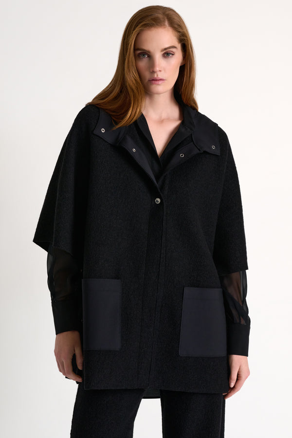 Shan Margot Wool hooded cape