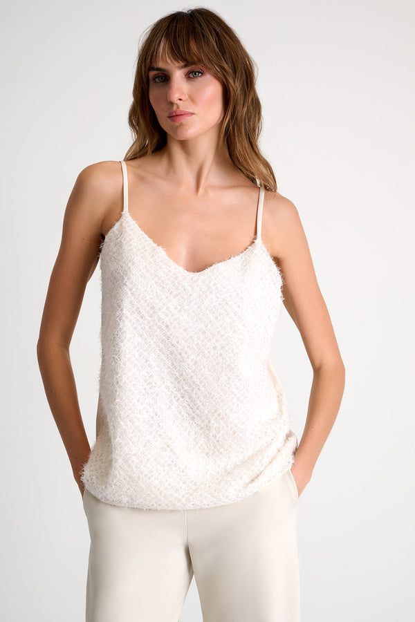 Feather-Effect Embroidered Tulle Camisole - 52614-94-020 02 / 020 Cream