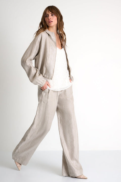 Sparkly Linen Pants - 52626-52-110 02 / 110 Beige