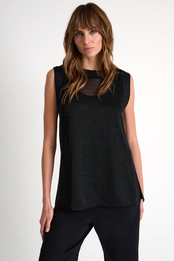 Knit & 3D Jersey Sleeveless Top - 52629-96-800 02 / 800 Black