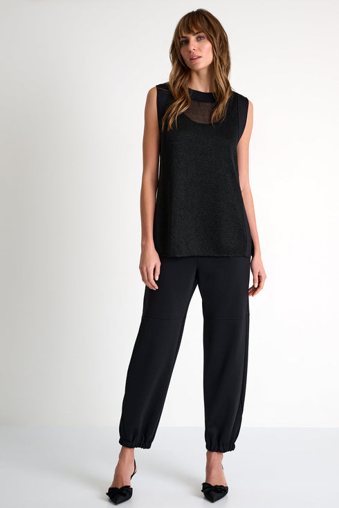 Knit & 3D Jersey Sleeveless Top - 52629-96-800 02 / 800 Black