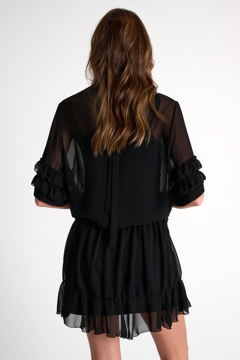 Ruffled Chiffon Mini Skirt - 52632-45-800 1 / 800 Black