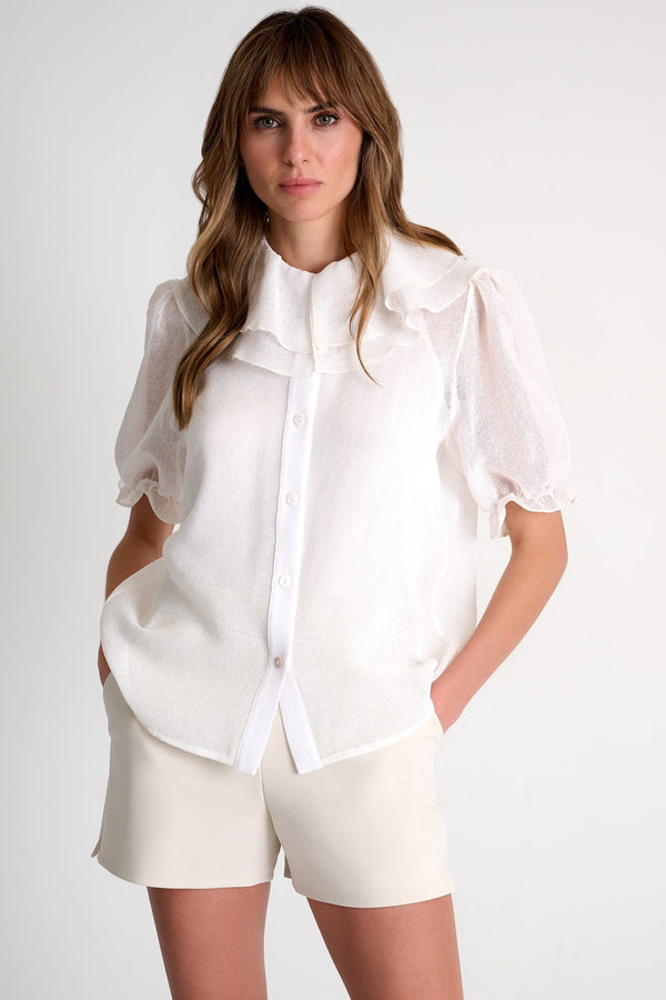 Ruffled Gauze Blouse - 52633-82-020 02 / 020 Cream