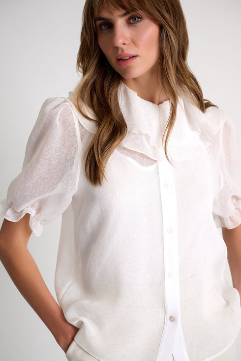 Ruffled Gauze Blouse - 52633-82-020 02 / 020 Cream