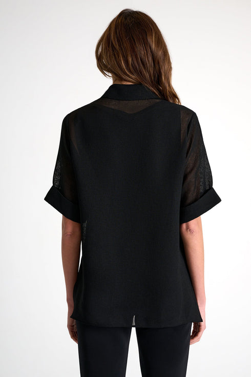 Semi-Sheer Gauze Blouse - 52633-83-800 02 / 800 Black