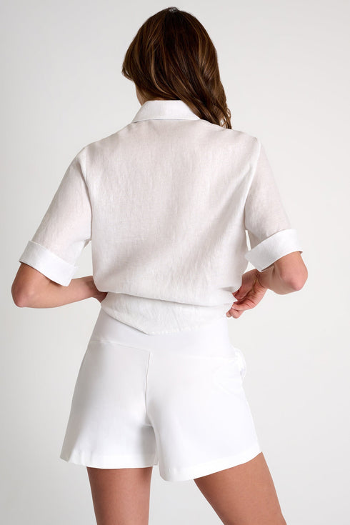 Linen & Lycra Blend Shorts - 52636-54-020 02 / 020 Cream