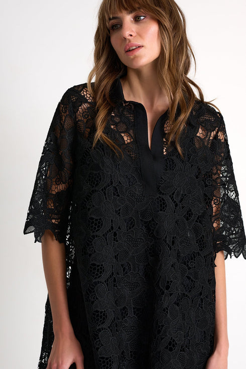 Floral Guipure Lace Dress - 52643-65-800 02 / 800 Black