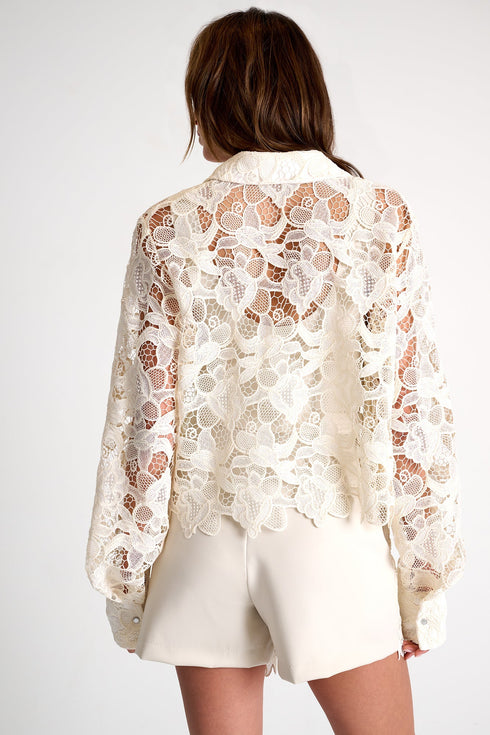 Floral Guipure Lace Blouse - 52643-81-110 02 / 110 Beige