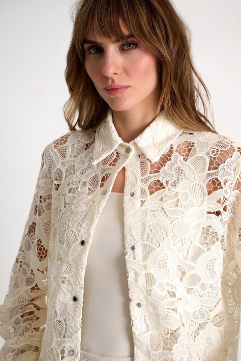 Floral Guipure Lace Blouse - 52643-81-110 02 / 110 Beige