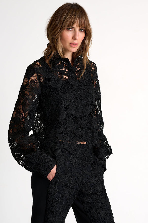 Floral Guipure Lace Blouse - 52643-81-800 02 / 800 Black