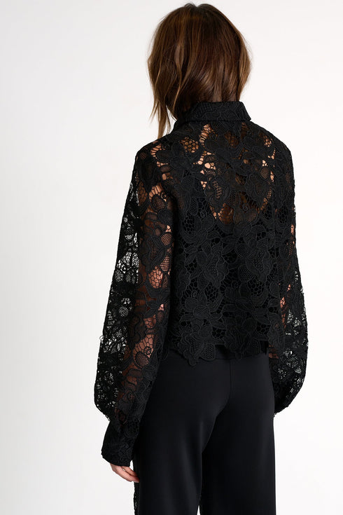 Floral Guipure Lace Blouse - 52643-81-800 02 / 800 Black