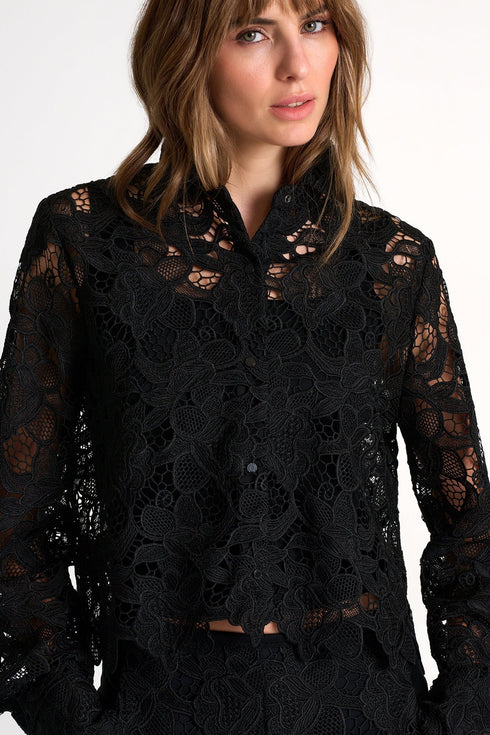 Floral Guipure Lace Blouse - 52643-81-800 02 / 800 Black