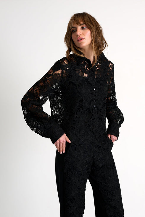 Floral Guipure Lace Blouse - 52643-81-800 02 / 800 Black