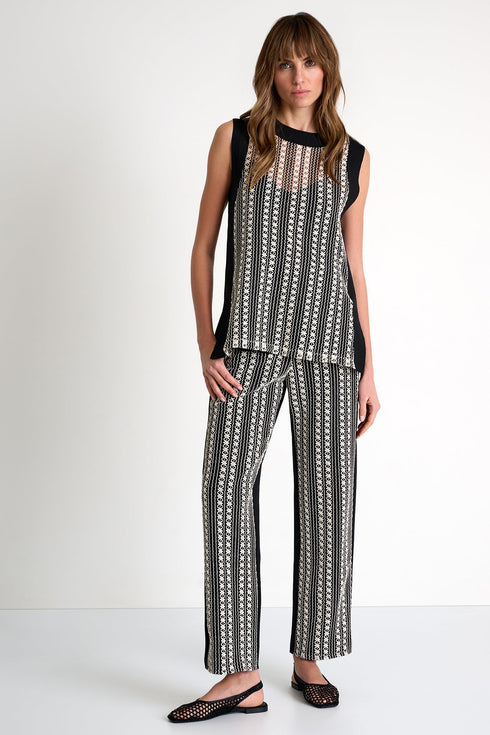 Embroidered Pants - 52644-59-802 02 / 802 Black/Beige