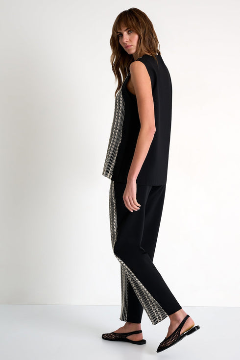 Embroidered Pants - 52644-59-802 02 / 802 Black/Beige