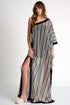 Asymmetrical Embroidered Maxi Dress - 52644-69-802 02 / 802 Black/Beige