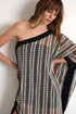 Asymmetrical Embroidered Maxi Dress - 52644-69-802 02 / 802 Black/Beige