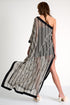 Asymmetrical Embroidered Maxi Dress - 52644-69-802 02 / 802 Black/Beige