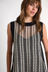 Embroidered Sleeveless Top - 52644-96-802 02 / 802 Black/Beige