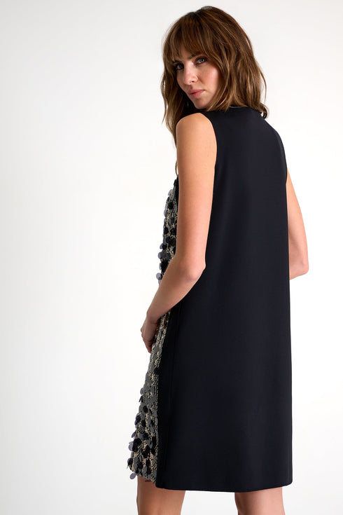 Embroidered Sequin Mini Dress - 52645-77-802 02 / 802 Black/Beige