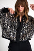 Embroidered Sequin Bomber Jacket - 52645-79-802 02 / 802 Black/Beige
