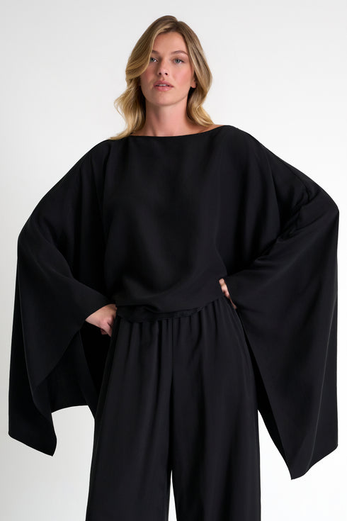 Shan Olivia Soft Twill Cape-Inspired Top