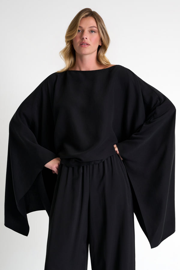Shan Olivia Soft Twill Cape-Inspired Top