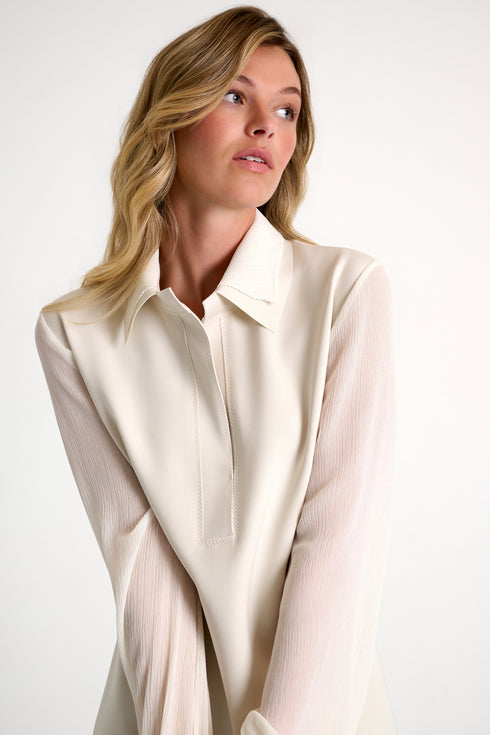 Shan Sofia Crinkled Voile Sleeved Dress