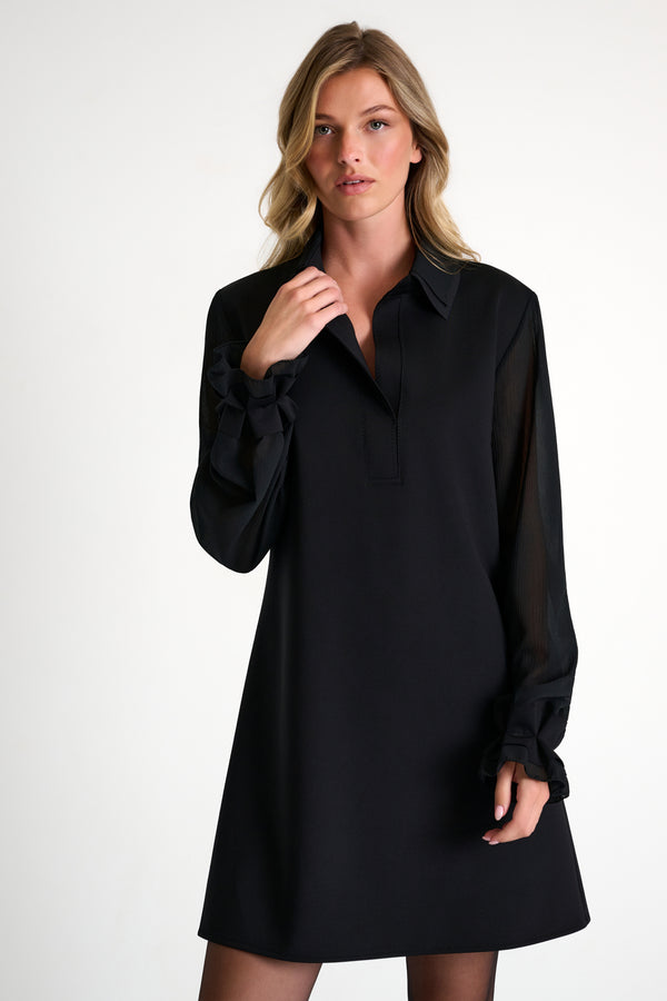 Shan Sofia Crinkled Voile Sleeved Dress