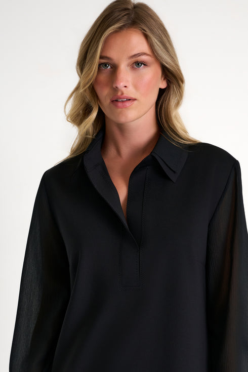 Shan Sofia Crinkled Voile Sleeved Dress