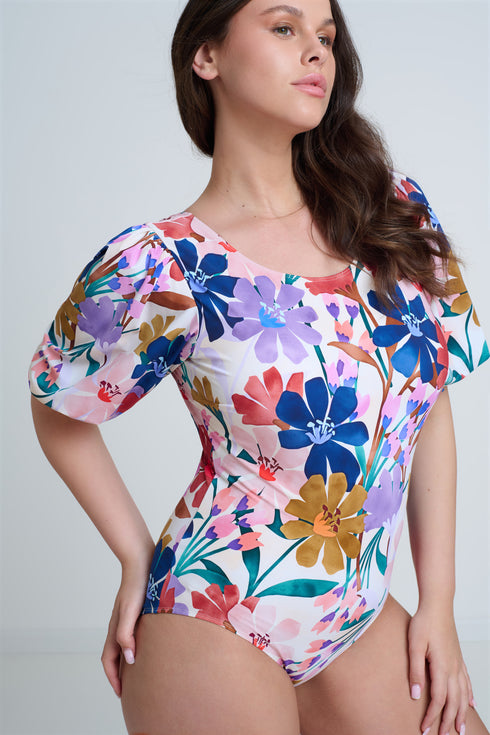 Gottex Modest one-piece swimsuit with puffed sleeves