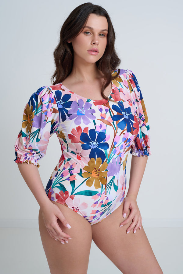 Gottex Modest one-piece swimsuit with puffed sleeves