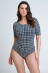 Gottex Modest Black Geometric One Piece Swimsuit