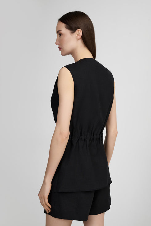 Shan Lina Sleeveless Structured Linen Vest