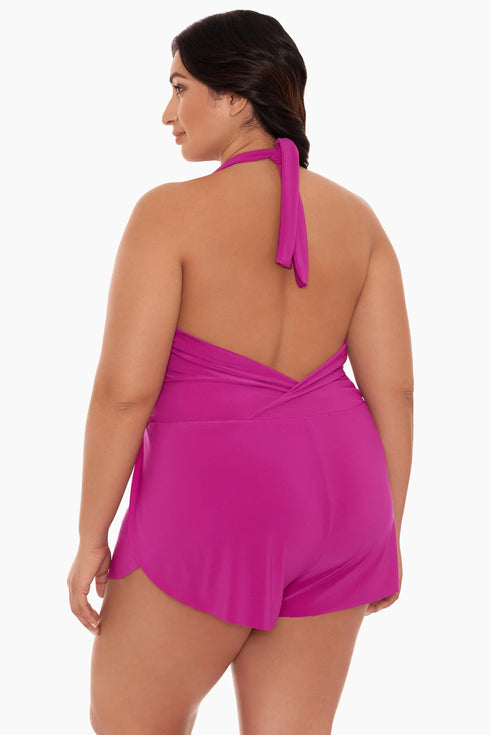 MagicSuit Solids Plus Size Bianca One Piece Romper Swimsuit