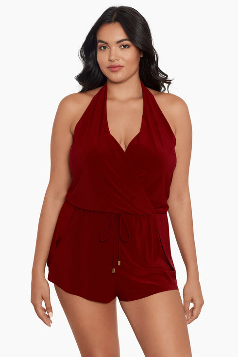 MagicSuit Solids Plus Size Bianca One Piece Romper Swimsuit