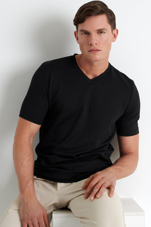 Shan Actuel Textured V-neck jersey t-shirt