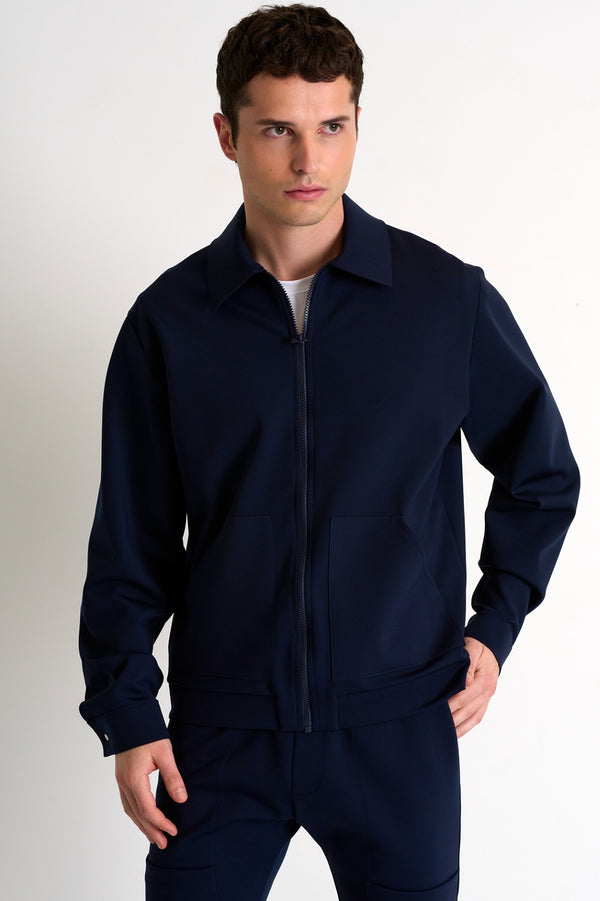 Shan Lapel collar bomber jacket